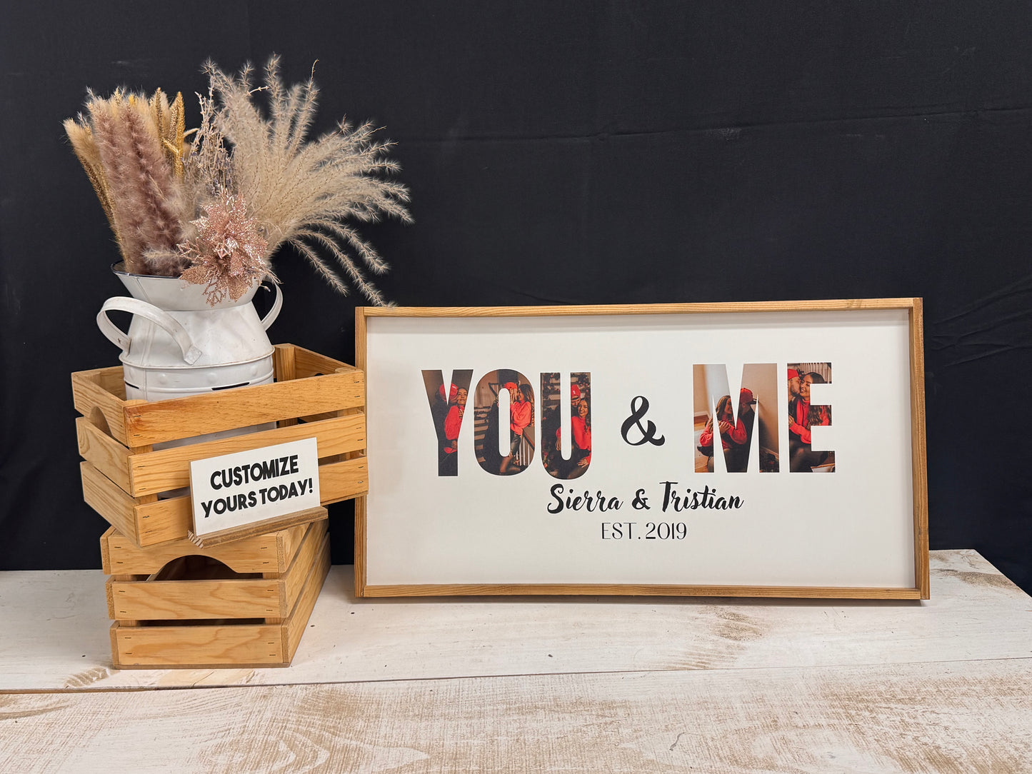 You & Me Customizable Couple's wood sign