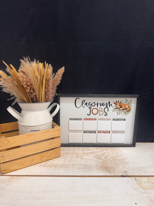 Classroom Jobs whiteboard wood sign