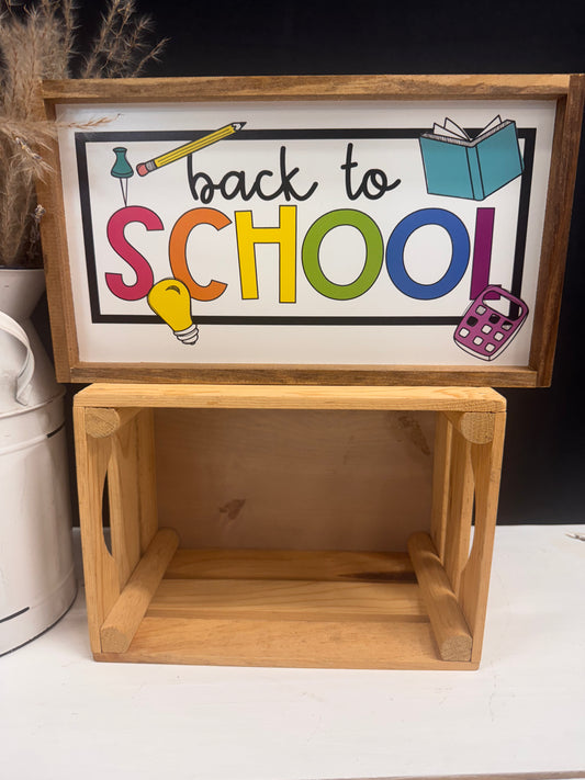Back To School Bright and Colorful framed wood sign