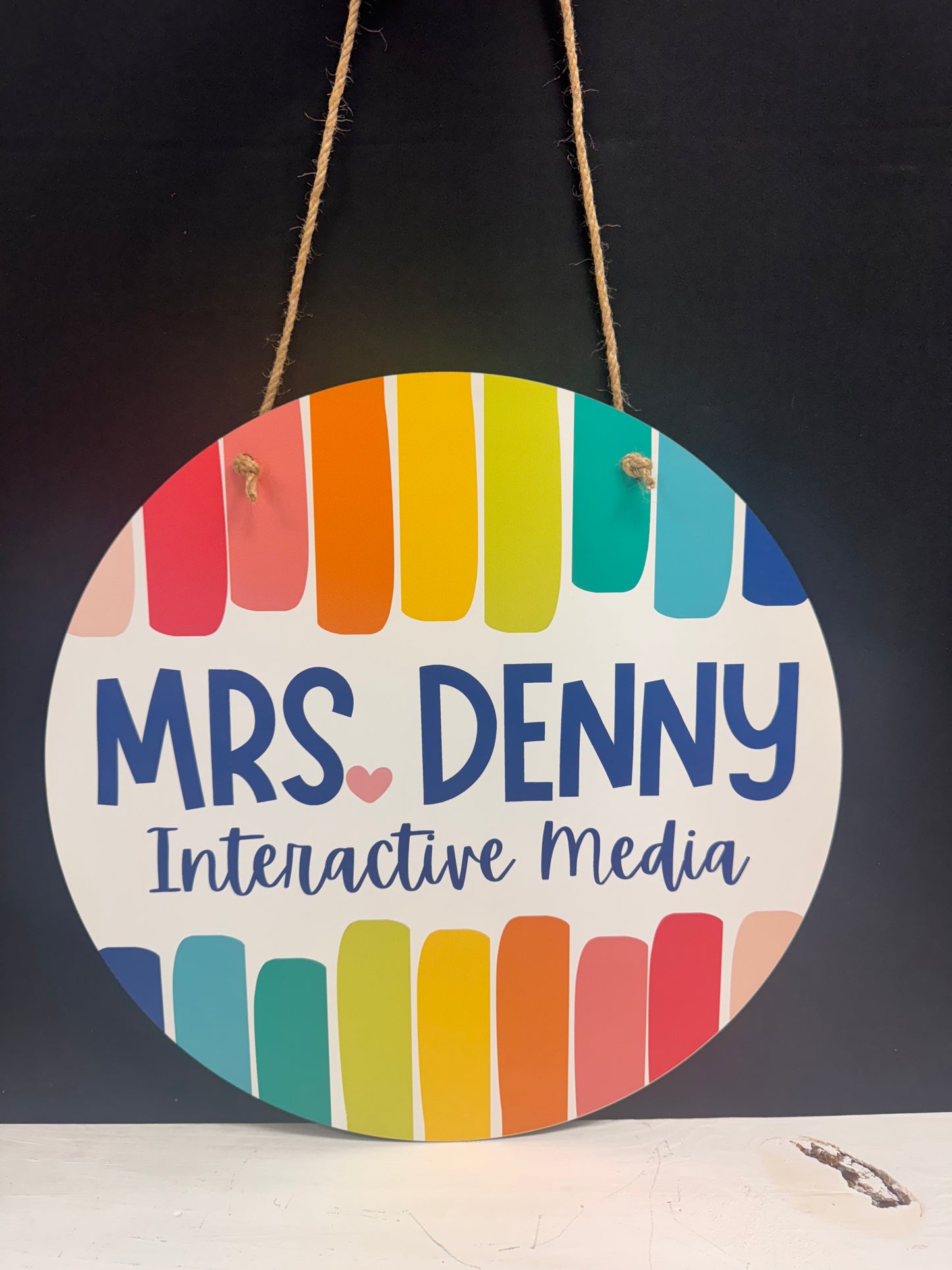 Bright Colorful Circle Teacher Name Sign; Round sign