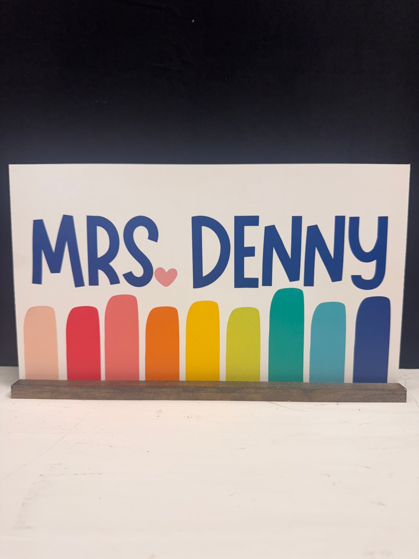 Personalized Teacher Desk Name Plate Shelf Sitter Removable Sign | Bright And Colorful