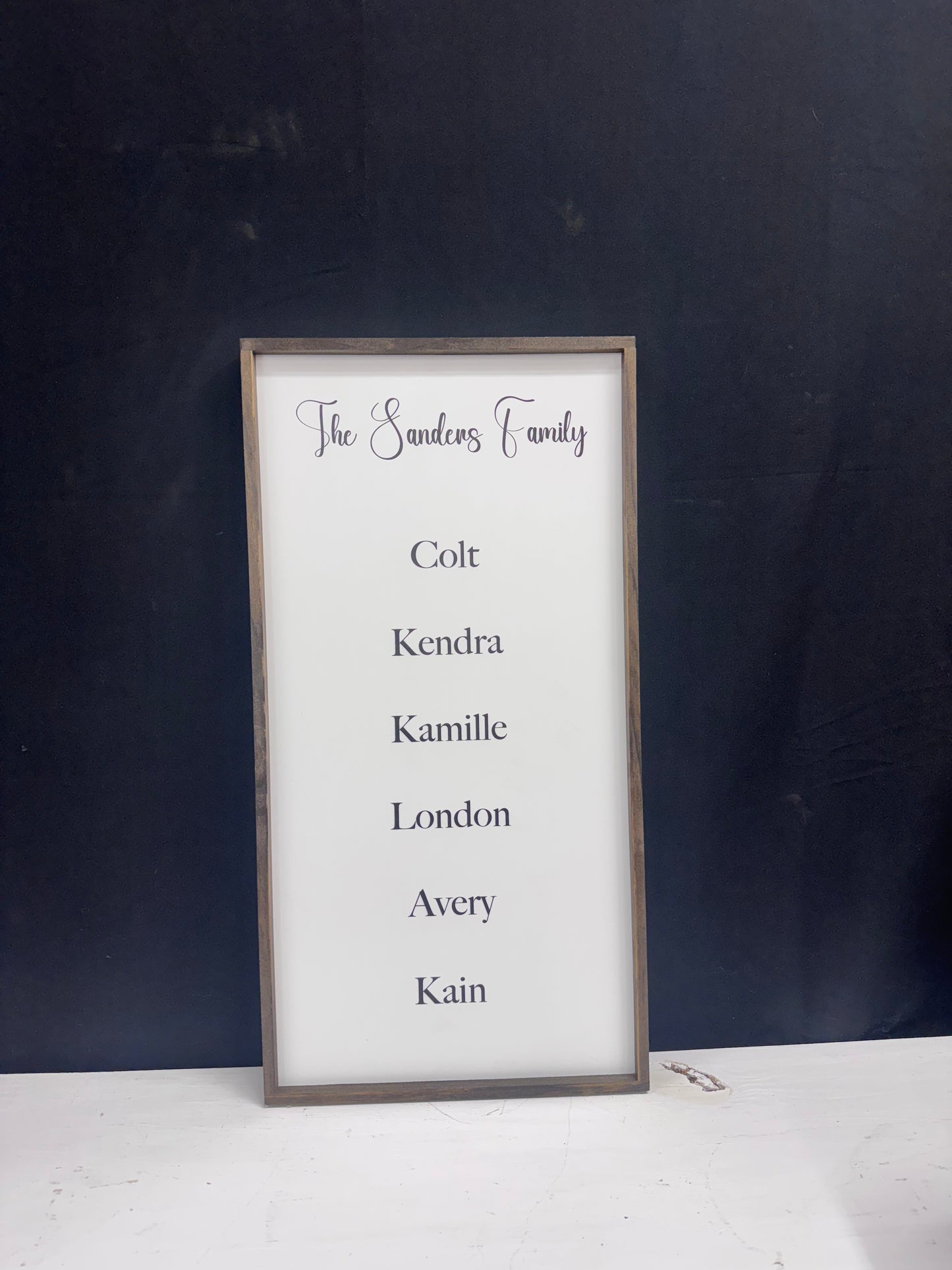 Personalized Last name and Listed family names wood framed sign
