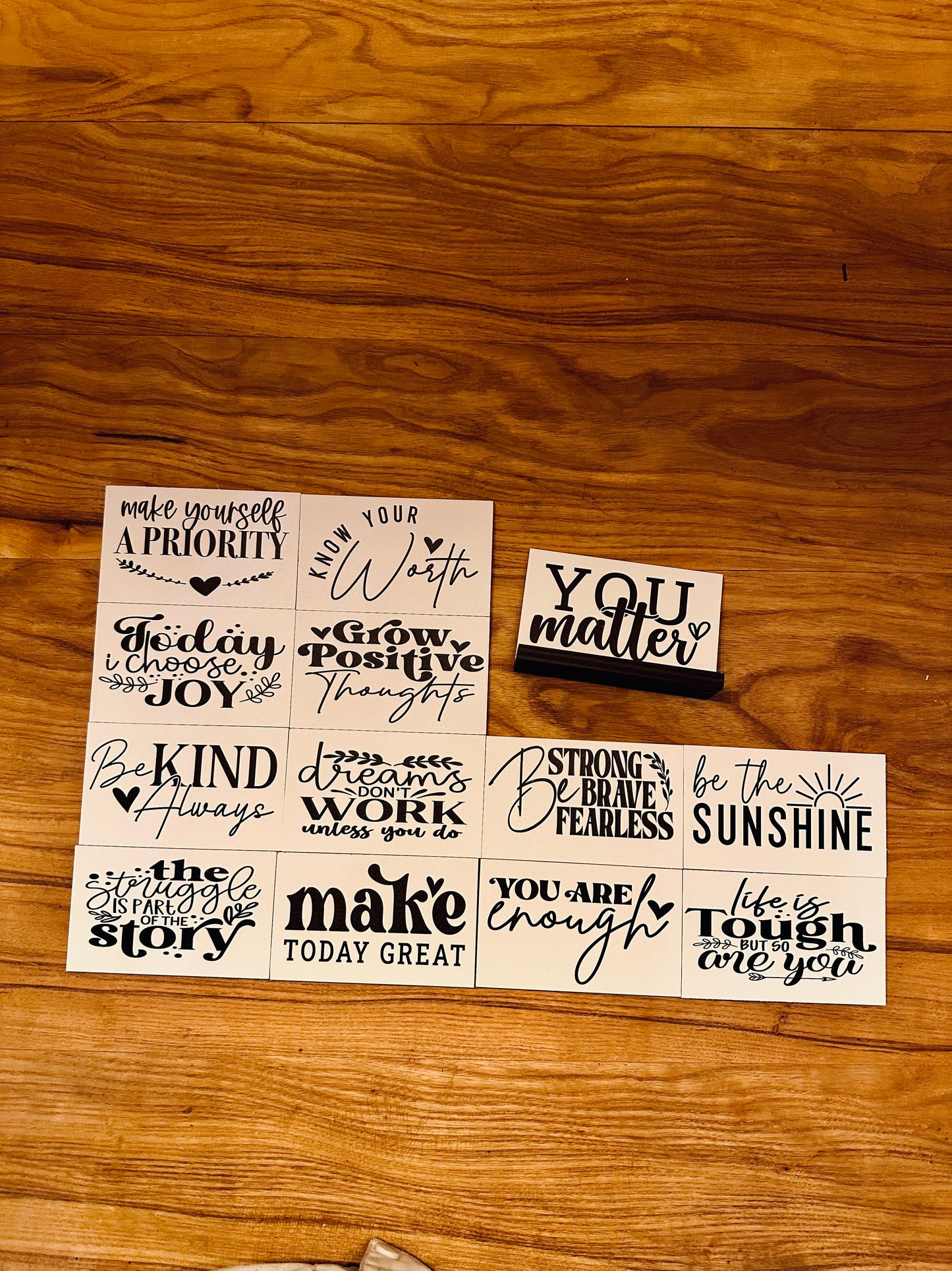 Fortune Sayings Mini Desk Signs; motivation wood sign