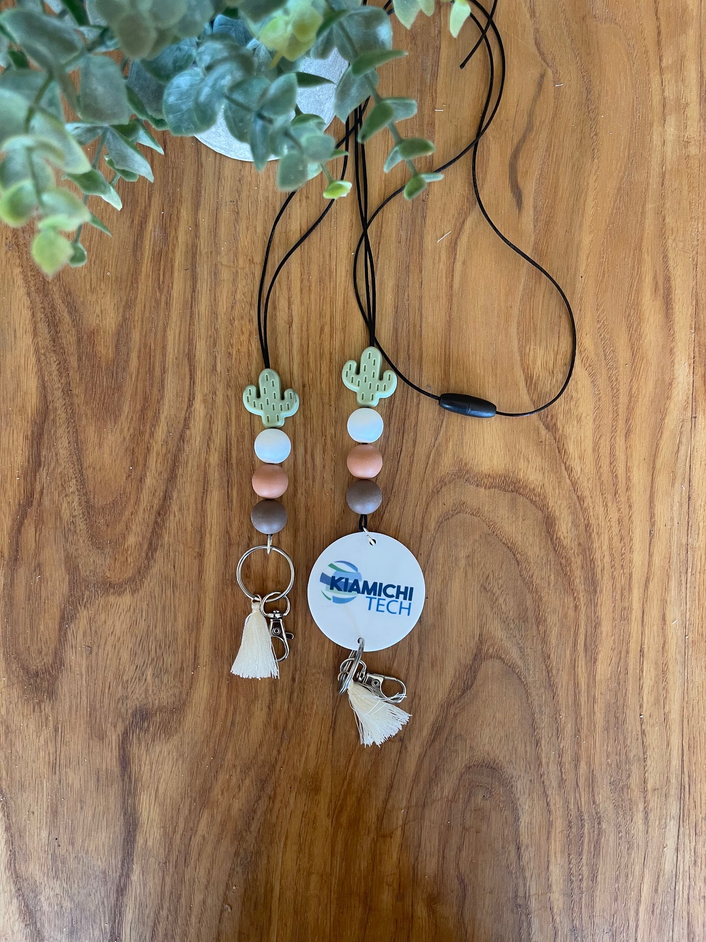 Cactus neutral silicone beads Teacher Nurse Keychain Lanyard Farmhouse Bead Tassel acrylic