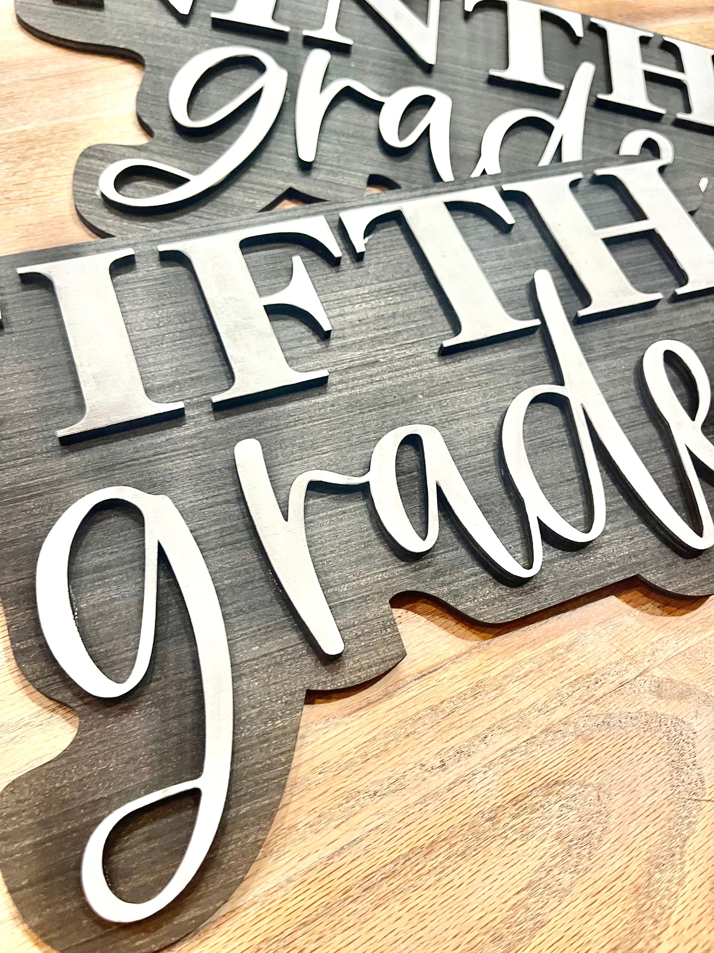 Black and white Personalized 3D grade level Cut Out Sign