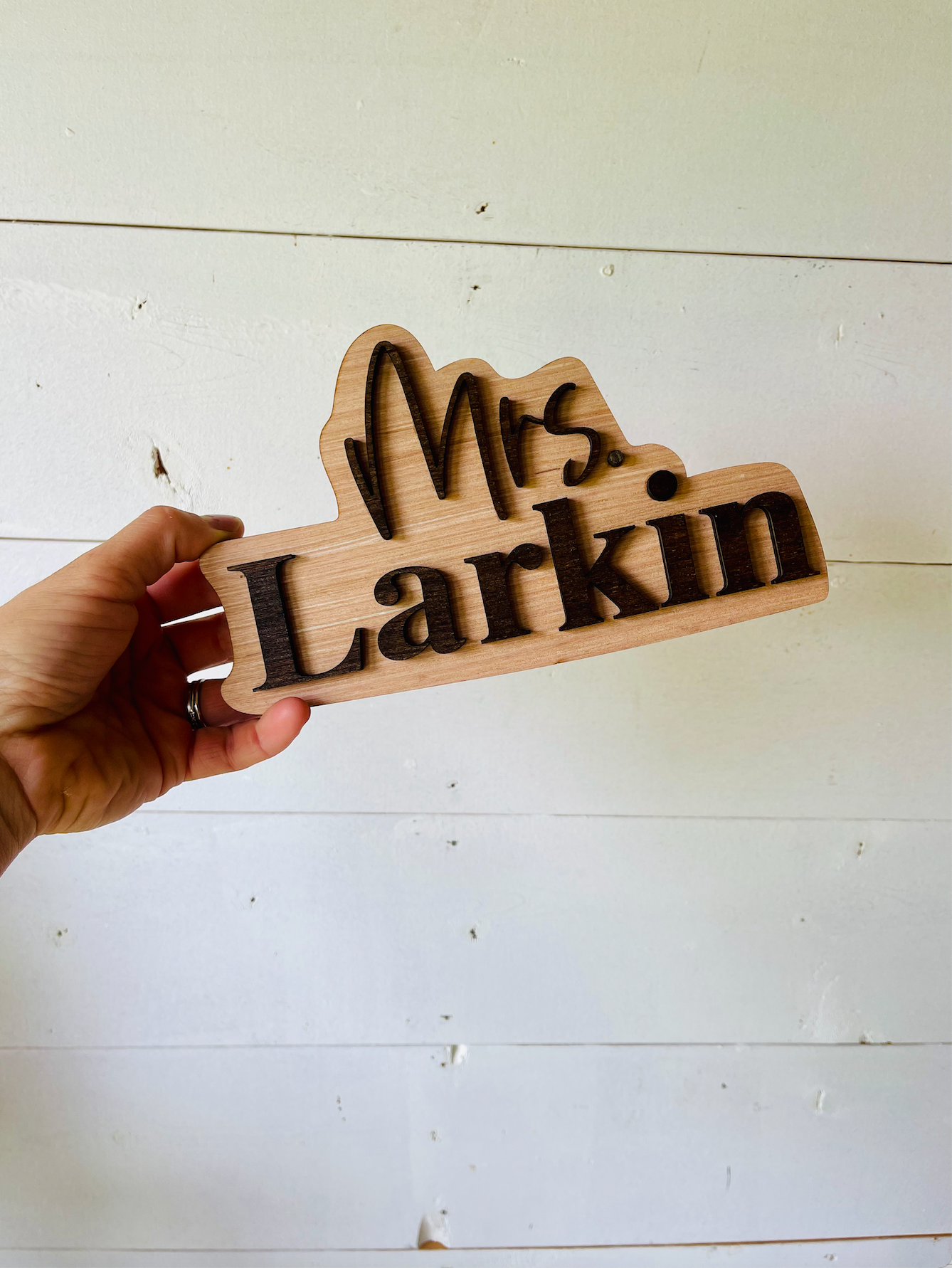 Wood Personalized 3D Teacher Name Cut Out Sign