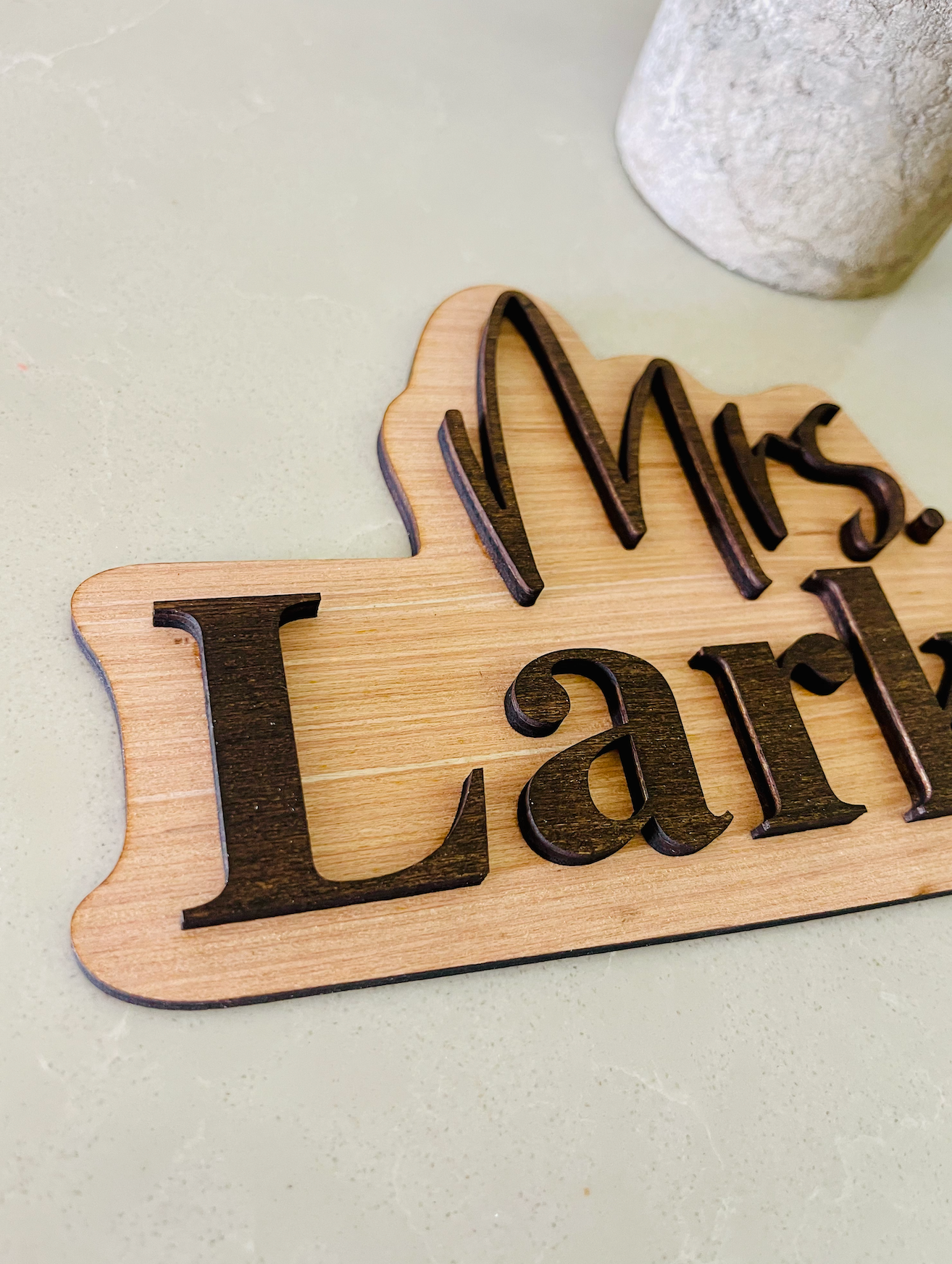 Wood Personalized 3D Teacher Name Cut Out Sign