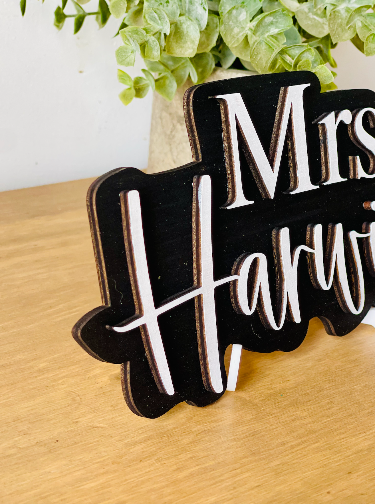 Black and white Personalized 3D Teacher Name Cut Out Sign