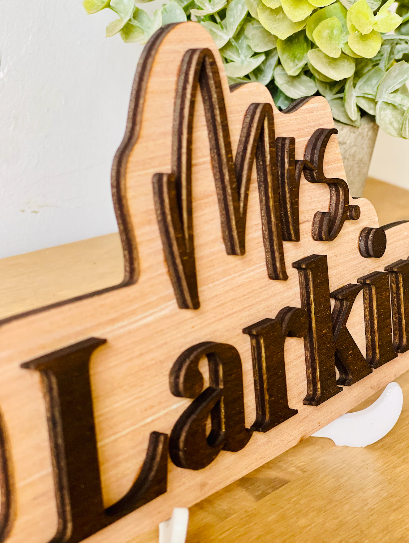 Wood Personalized 3D Teacher Name Cut Out Sign