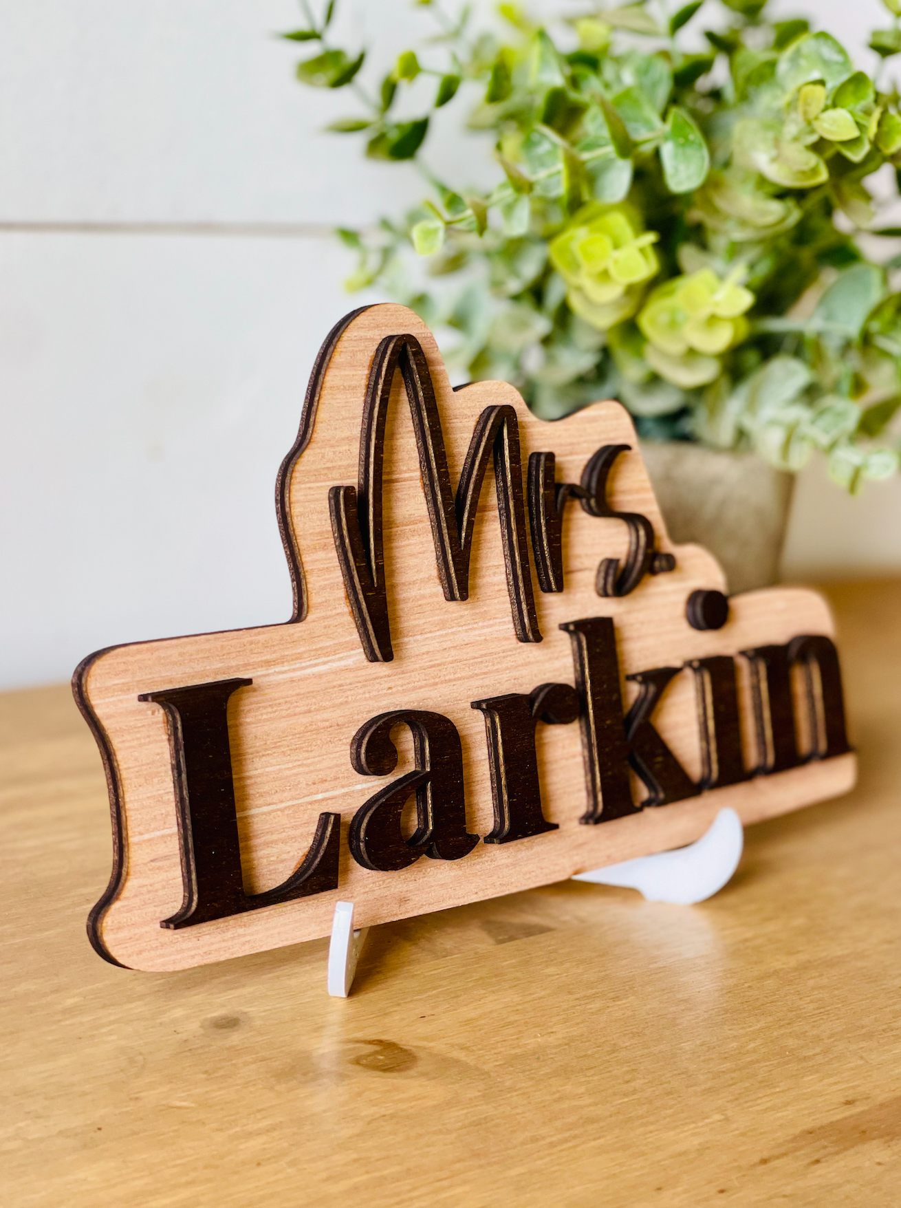 Wood Personalized 3D Teacher Name Cut Out Sign