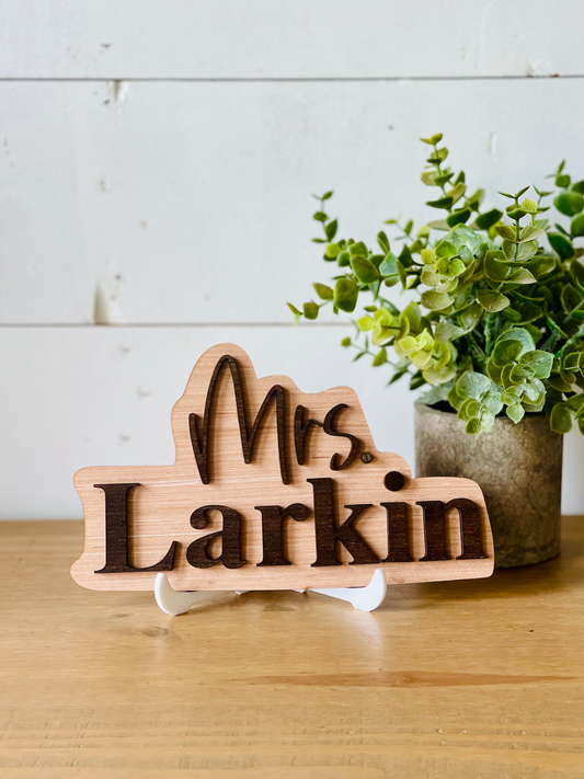 Wood Personalized 3D Teacher Name Cut Out Sign