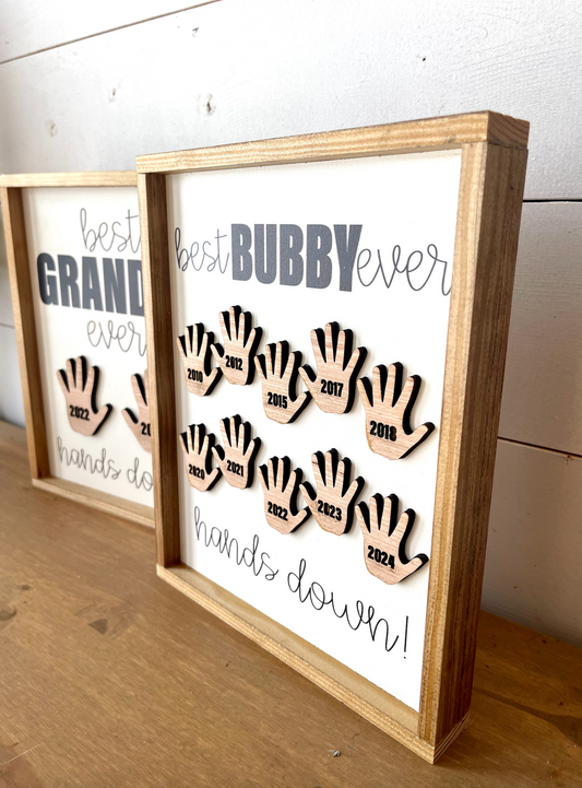 customized Best Dad Ever Handprint Wood Sign; Father's Day Gift; Grandpa Hands Down