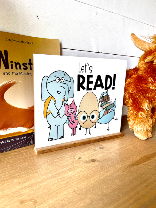 Let's Read Childrens Book wood Sign