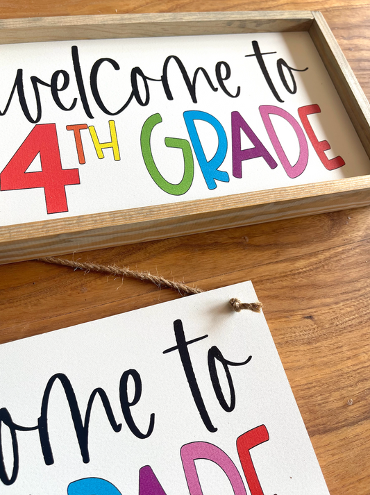 Welcome to custom grade level rainbow wood sign 1st 2nd 3rd 4th 5th 6th kinder