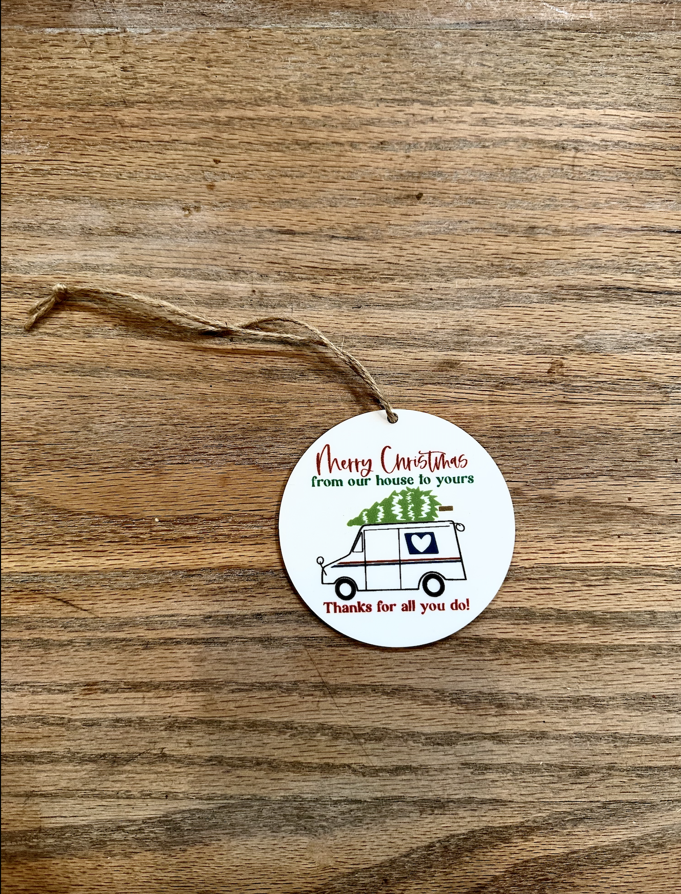 Merry Christmas Thank you Postal Worker Gift Ornament; Holiday; Christmas; Gift