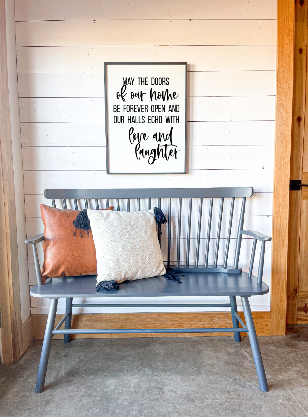 May our home be filled with love and laughter wood sign