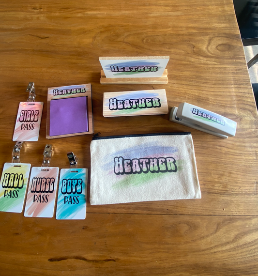 Personalized Groovy Colorful Teacher Appreciation Care Wood Sign Box