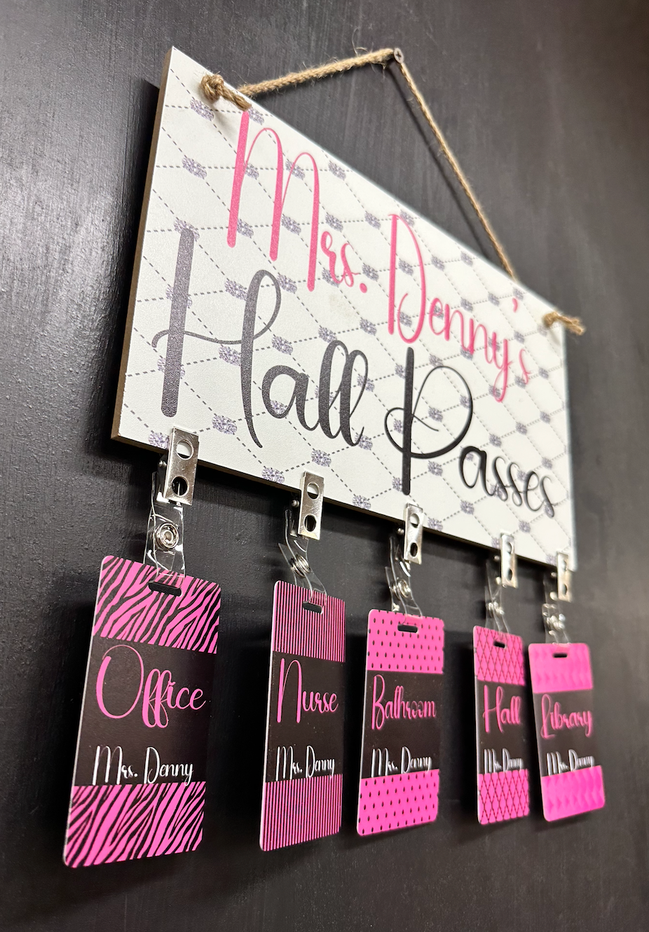 Pretty in pink Acrylic Classroom Hall Passes