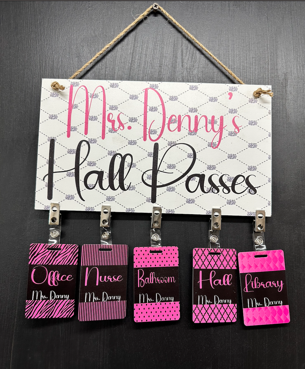 Pretty in pink Acrylic Classroom Hall Passes