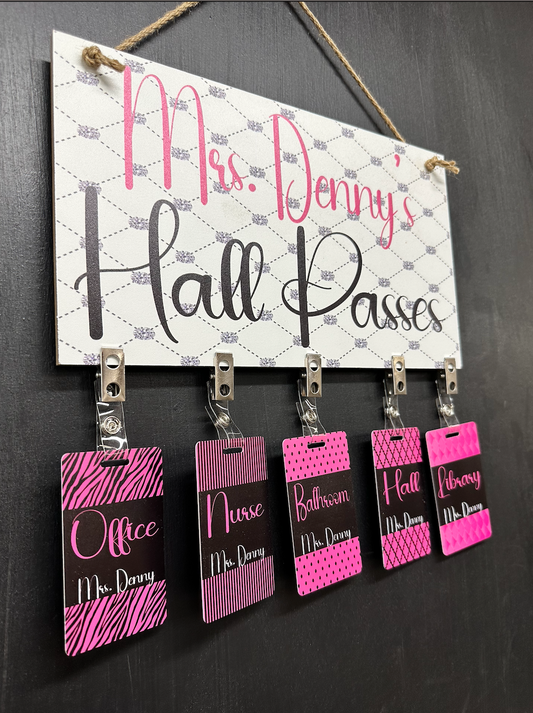 Pretty in pink Acrylic Classroom Hall Passes