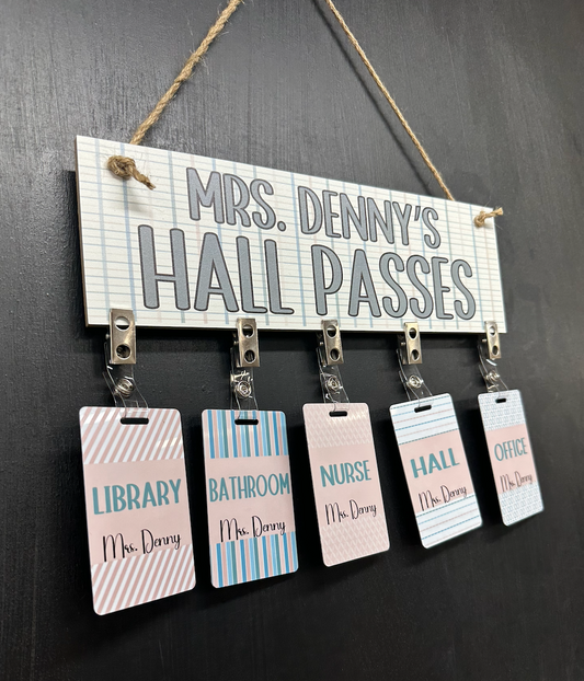 calm neutral boho Acrylic Classroom Hall Pass set