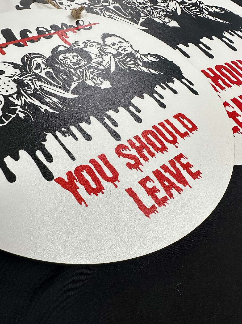 halloween horror characters scary welcome please you should leave new Circle Door Hanger