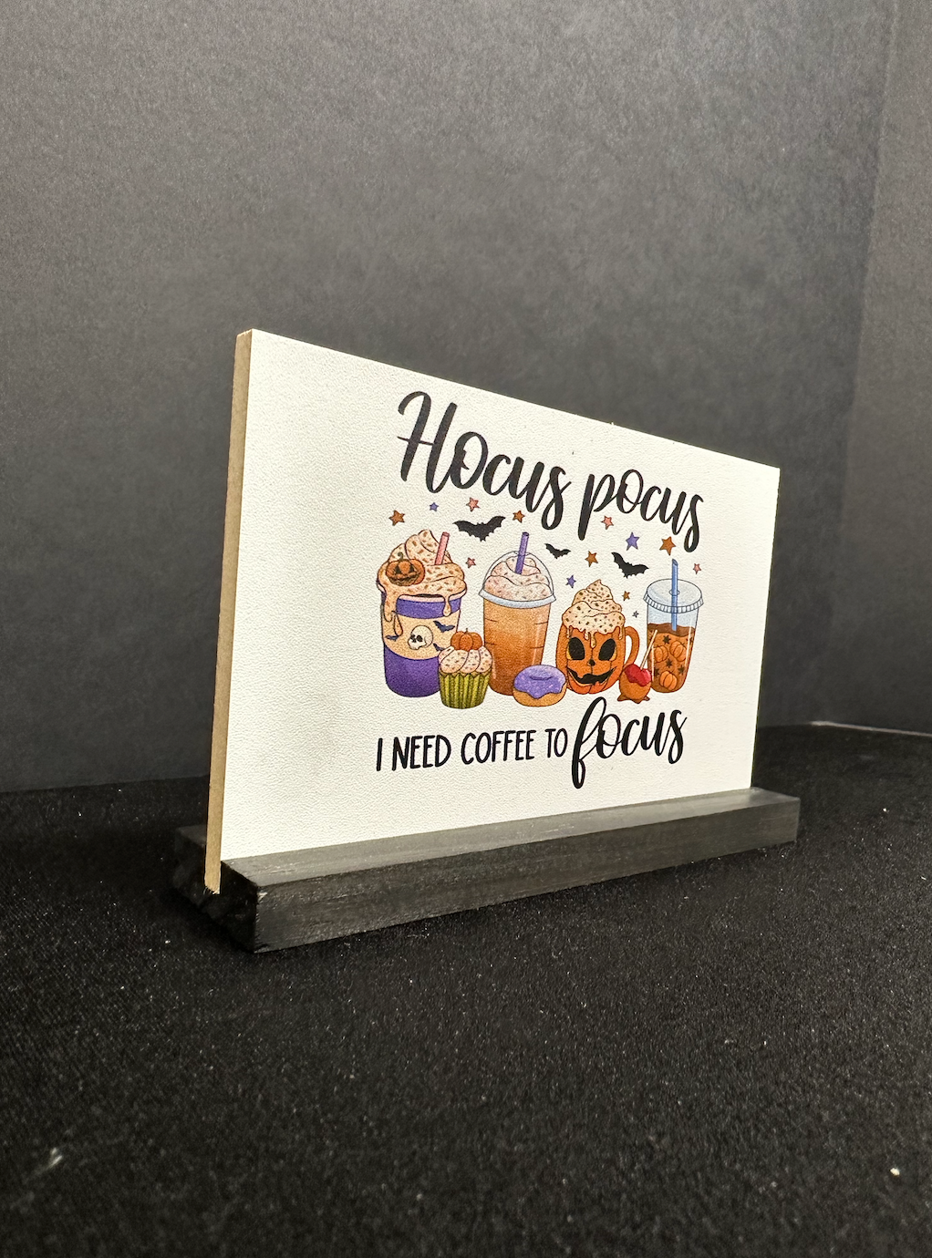 Hocus pocus I need coffee to focus halloween new 2023 wood sign