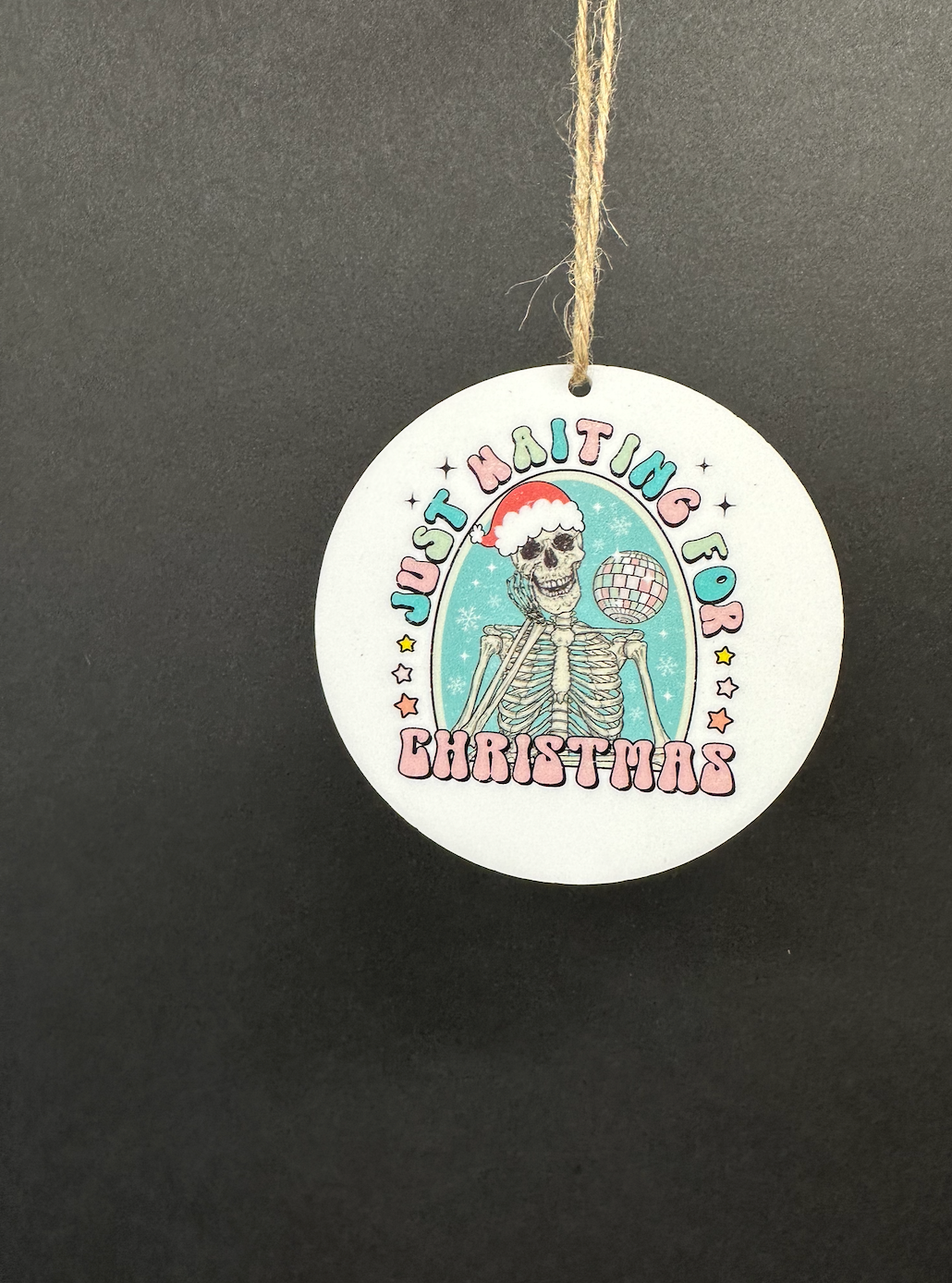 just waiting for christmas skeleton Ornament; Holiday; Christmas; Gift