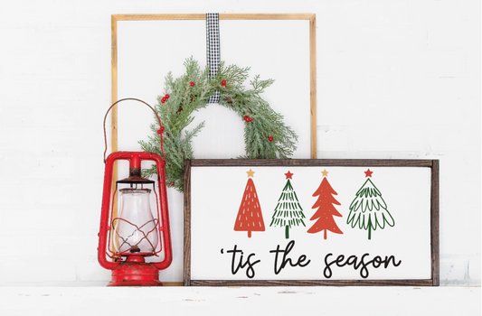 tis the season christmas tree doodle decor christmas wood sign