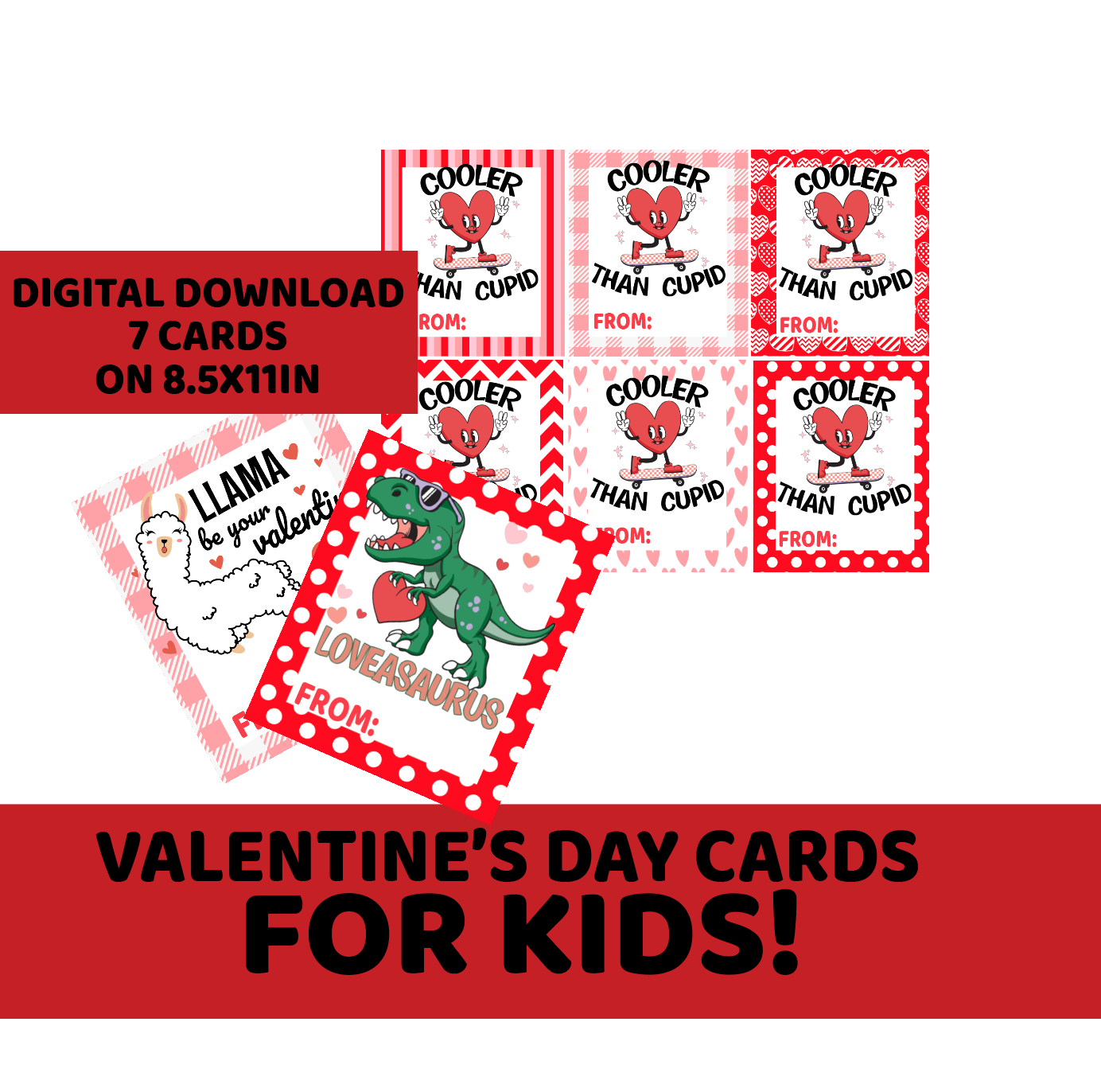 valentines day cards for kids Digital Download funny retro cute