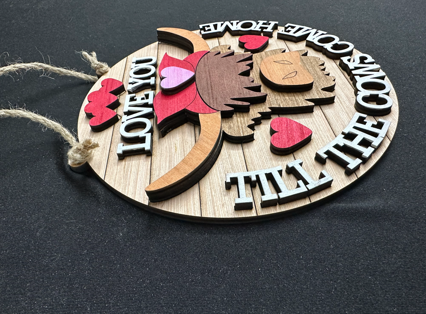 DIY 3d Highland Cow Door Hanger Wood Art Kit - Love You Till the Cows Come Home wood sign