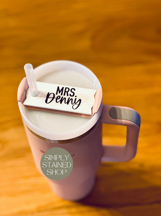 Custom Stanley Quencher v2 Tumbler Lid Name Tag 20/30oz or 40 oz insulated Tumbler Name Topper - Personalized Tumbler Accessory Acrylic mug Rectangle