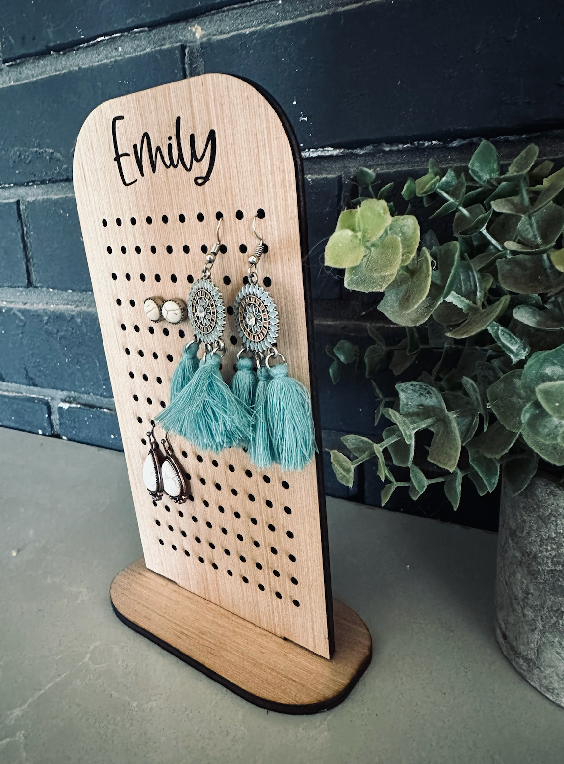 Personalized Wood Earring Holder