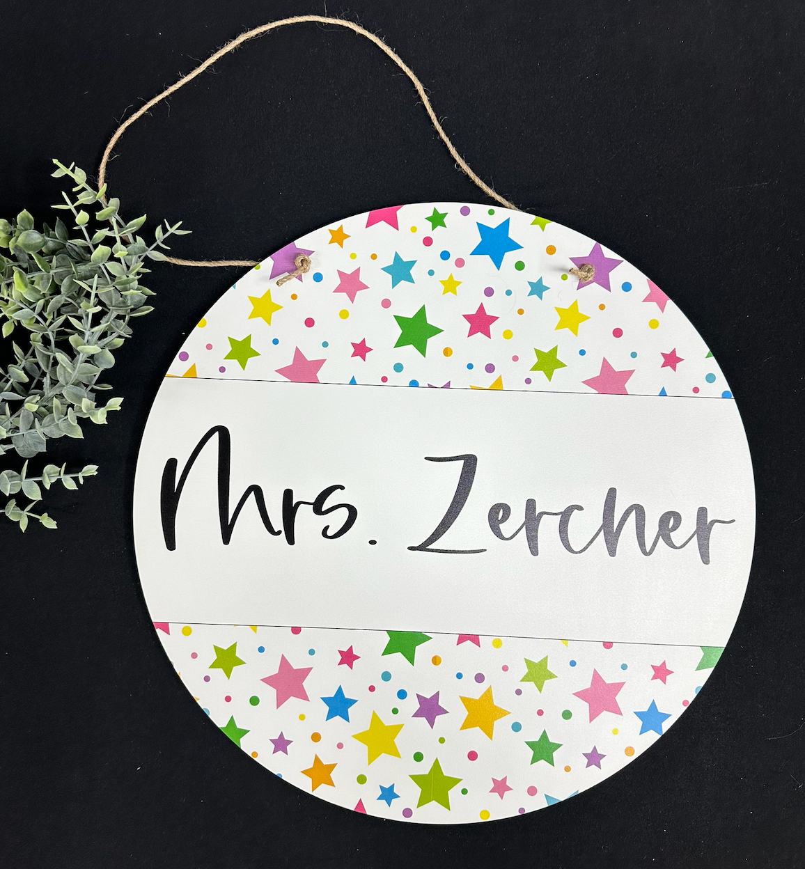 Bright Stars Circle Teacher Name Sign;Round sign