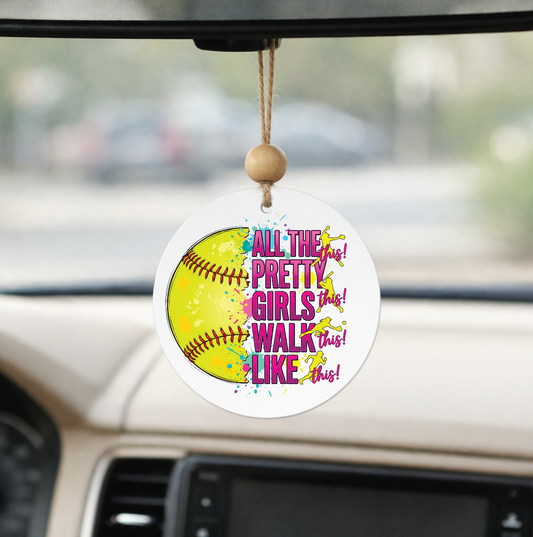 Mom of Both Baseball Softball Car Charm Acrylic Rear View Mirror double sided print