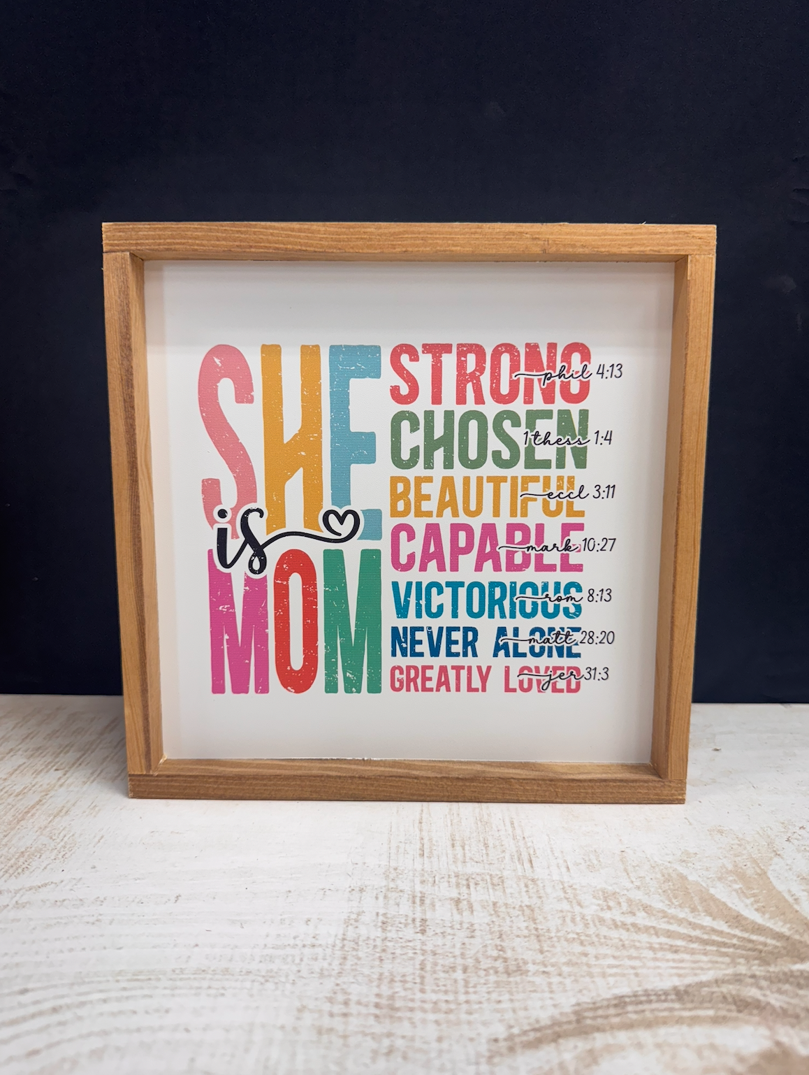 She Is Mom Colorful Wood Sign; Motivational; Mothers day gift