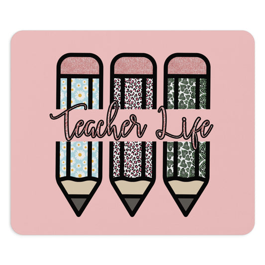 Teacher Life Pencil Glittery Leopard Mouse Pad