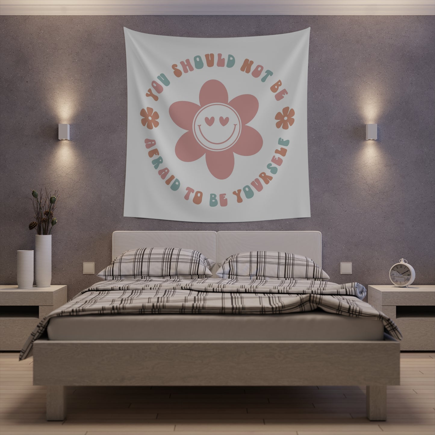 retro groovy you should not be afraid to be yourself Printed Wall Tapestry