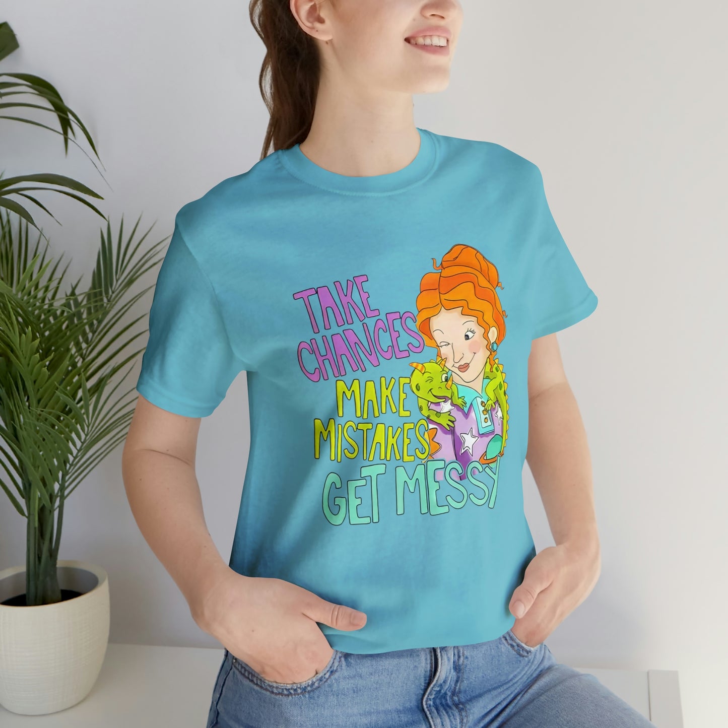 Take Chances ms Frizzle Science Classroom Teacher Shirt Unisex Jersey Short Sleeve Tee