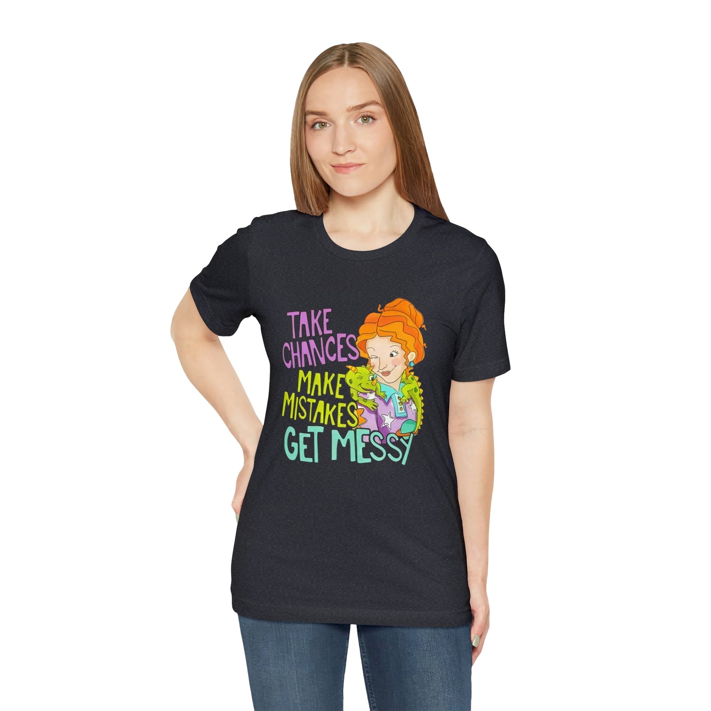 Take Chances ms Frizzle Science Classroom Teacher Shirt Unisex Jersey Short Sleeve Tee