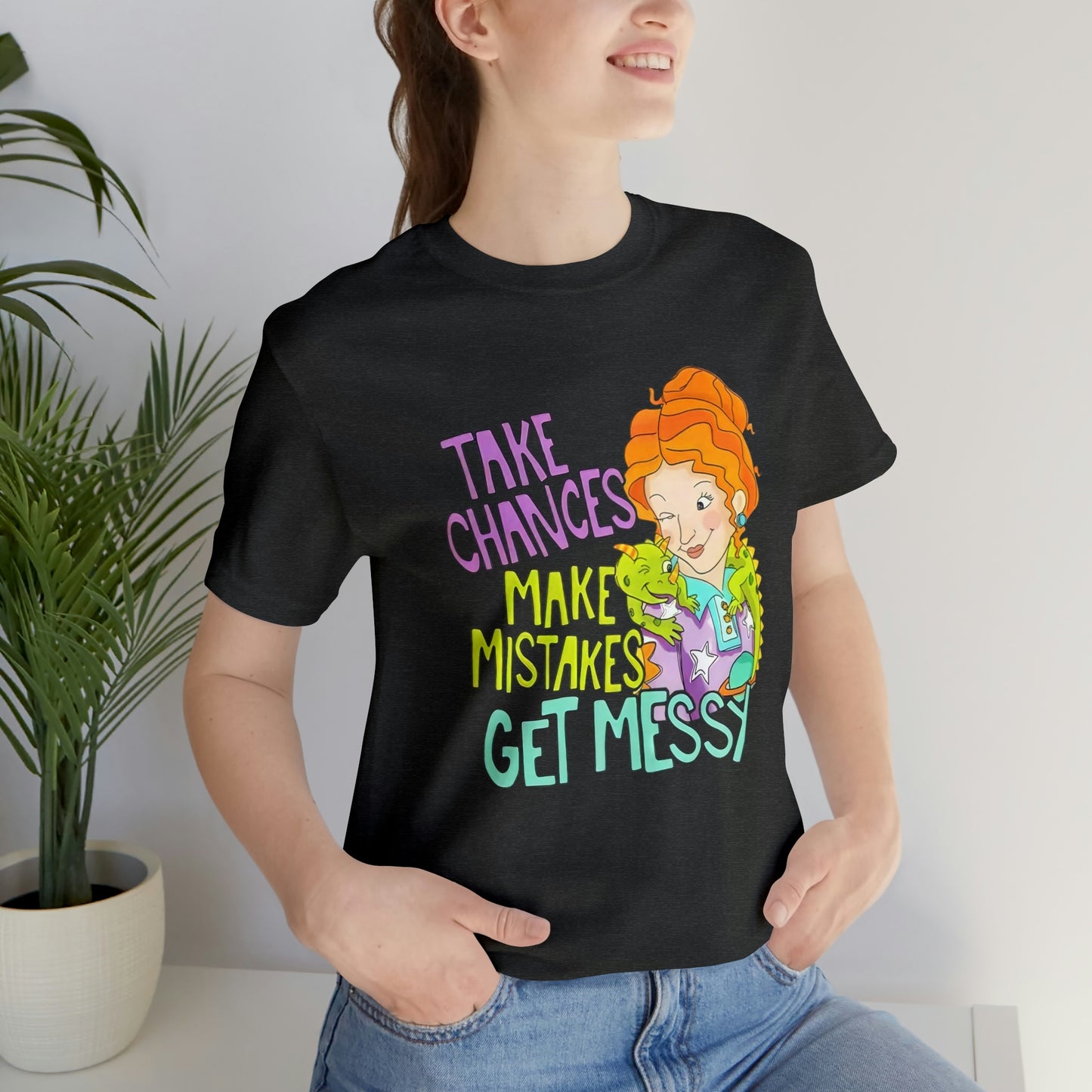 Take Chances ms Frizzle Science Classroom Teacher Shirt Unisex Jersey Short Sleeve Tee