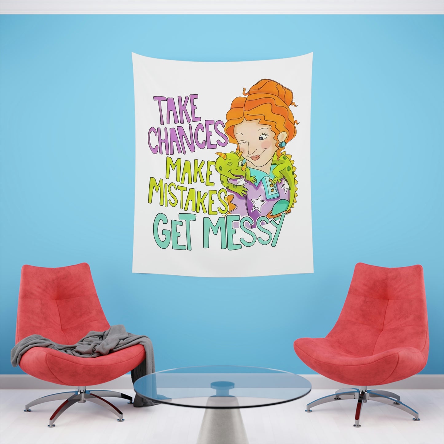 Take Chances Make mistakes Get Messy ms Frizzle Printed Wall Tapestry