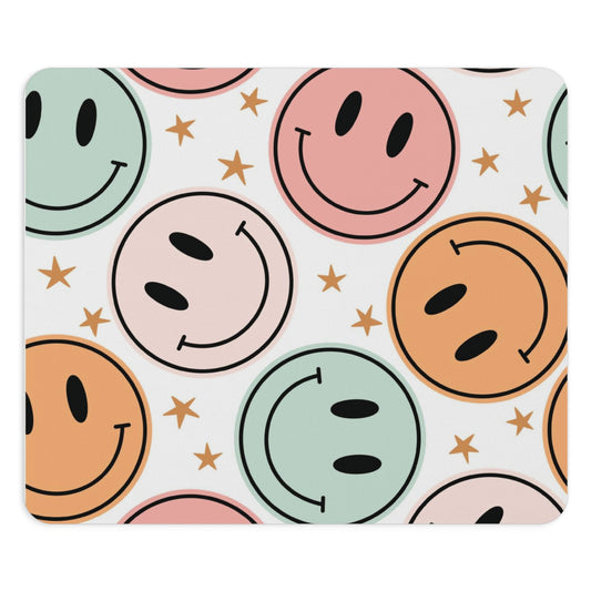 Retro smiley face with stars teacher Mouse Pad