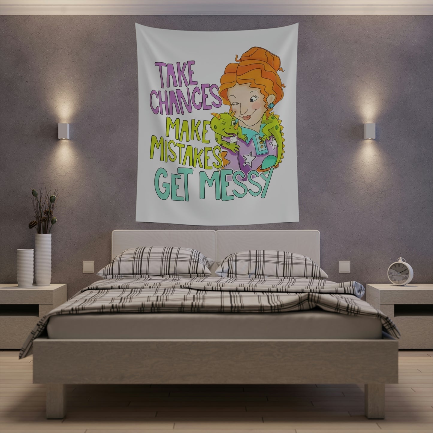 Take Chances Make mistakes Get Messy ms Frizzle Printed Wall Tapestry