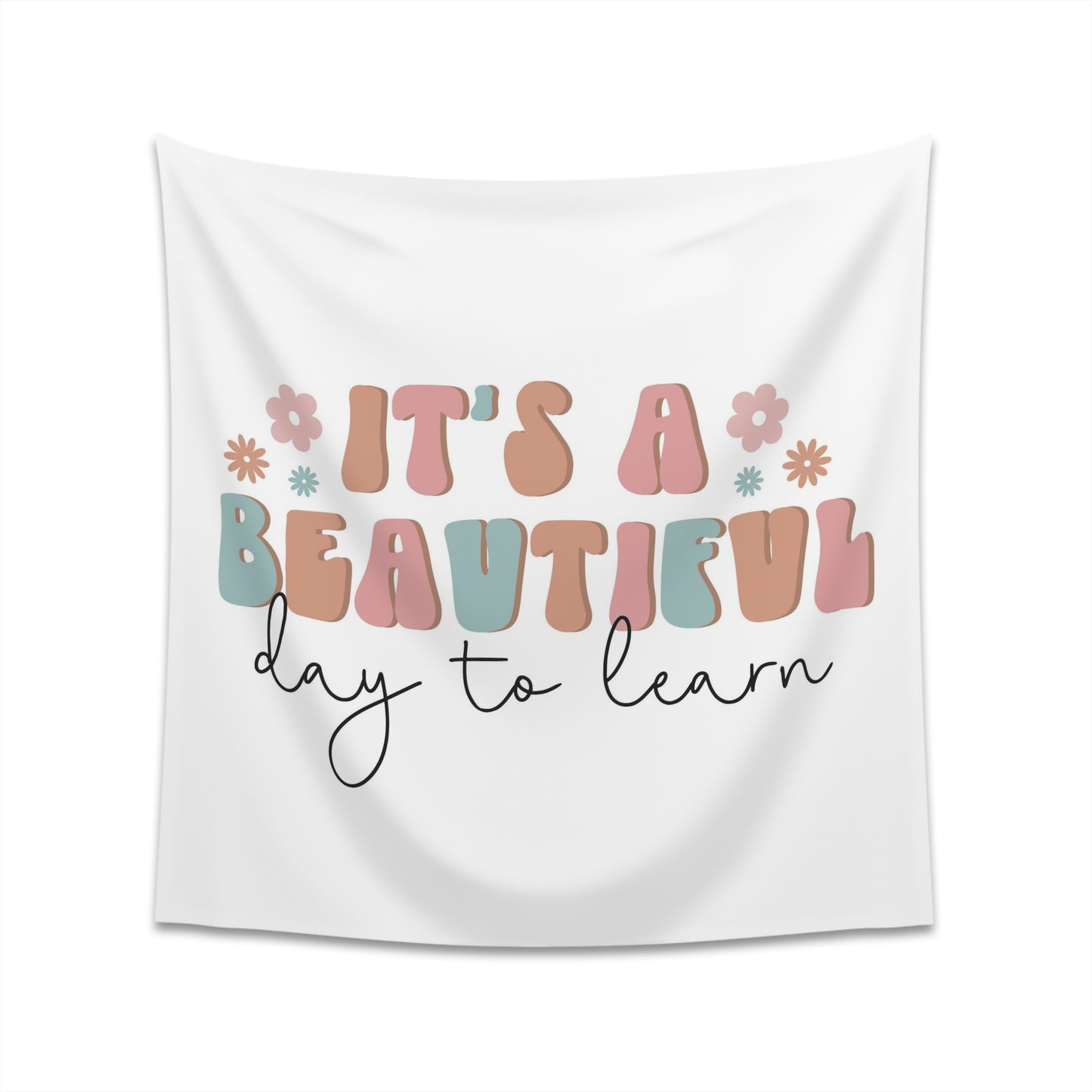 retro groovy its a beautiful day to learn Printed Wall Tapestry