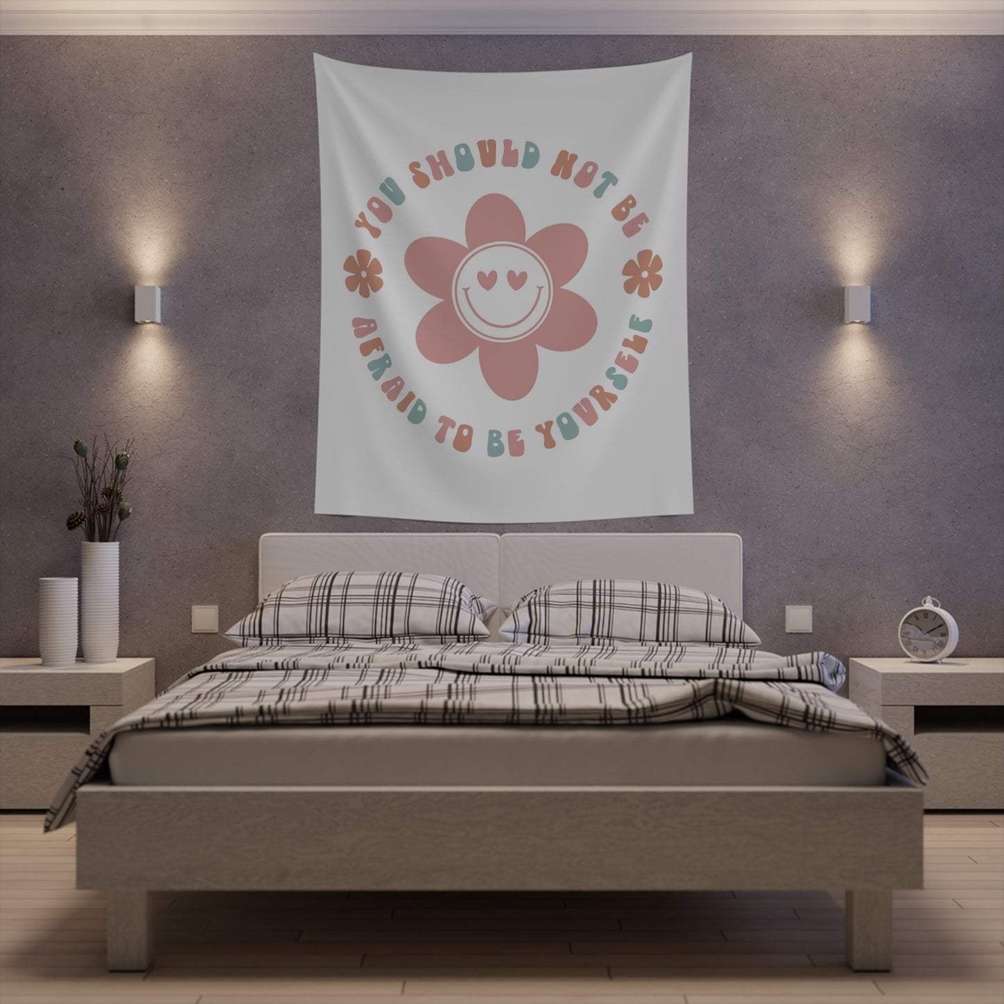 retro groovy you should not be afraid to be yourself Printed Wall Tapestry