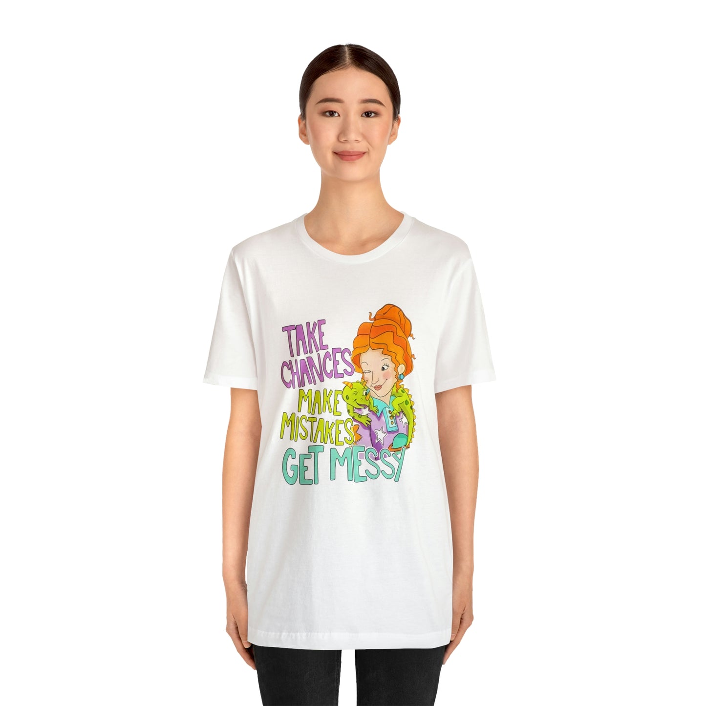 Take Chances ms Frizzle Science Classroom Teacher Shirt Unisex Jersey Short Sleeve Tee