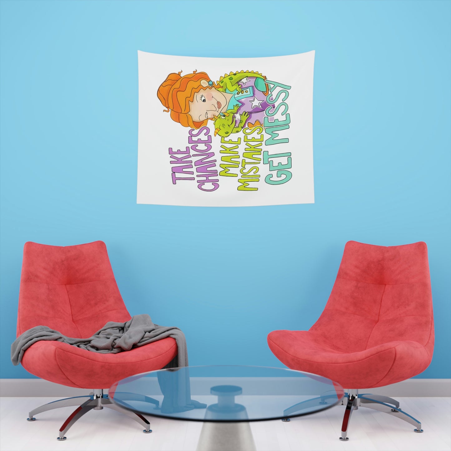 Take Chances Make mistakes Get Messy ms Frizzle Printed Wall Tapestry