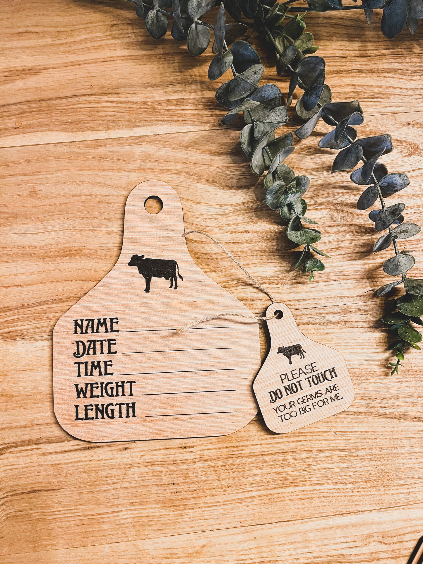 Cattle Ear Tag Baby Milestone cards + closet hangers + Announcement ; photo props; new born; babyshower gift Western Country