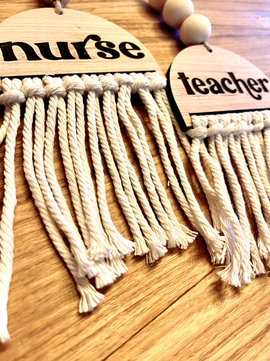 custom mama teacher nurse mothers day Car Charm Review Mirror wood sign Hanging Tag Bead Active